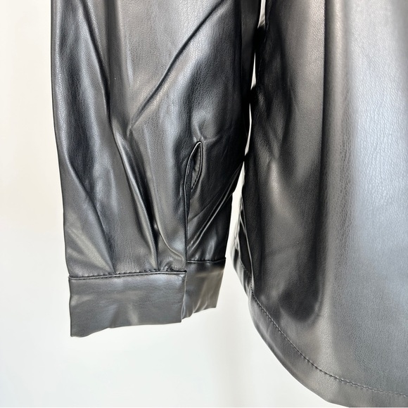 Lane Bryant Faux Leather Shirt Jacket Black  Size 14 NWT - Picture 9 of 14